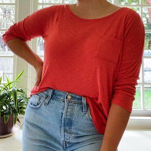 Coral Orange Long-sleeved Tee